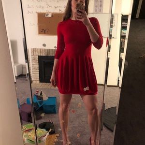 Alexander McQueen wool red dress.